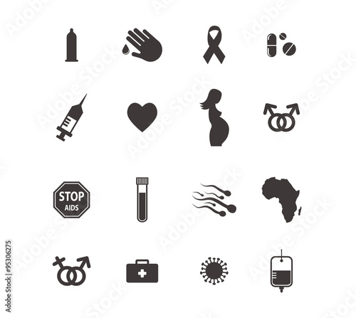 healthcare and medicine concept , AIDS and HIV icons. WORLD AIDS DAY