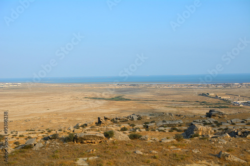 Azerbaijan landscape with the Caspian Sea