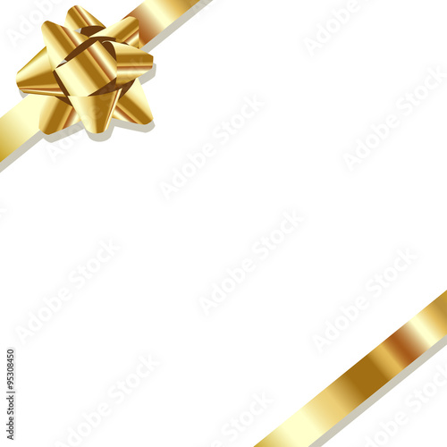 Gold ribbon on the white background.