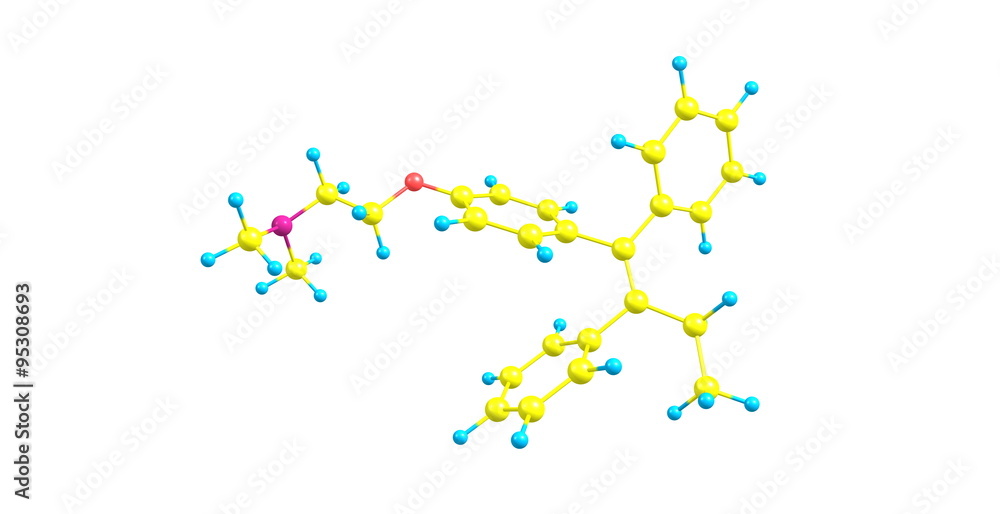 Tamoxifen molecular structure isolated on white