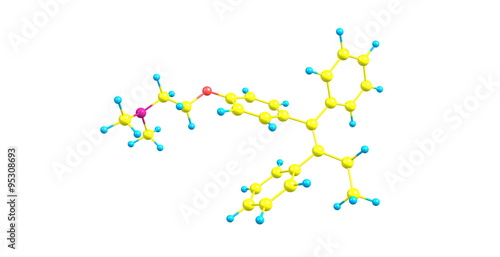 Tamoxifen molecular structure isolated on white
