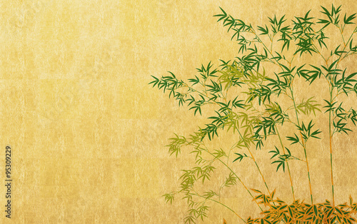 和風背景金箔若竹