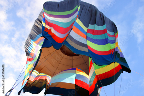 Colorful Hot air balloons preparing for flight in Vermont .. photo