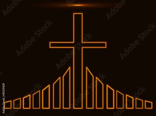 Glowing golden cross vector illustration