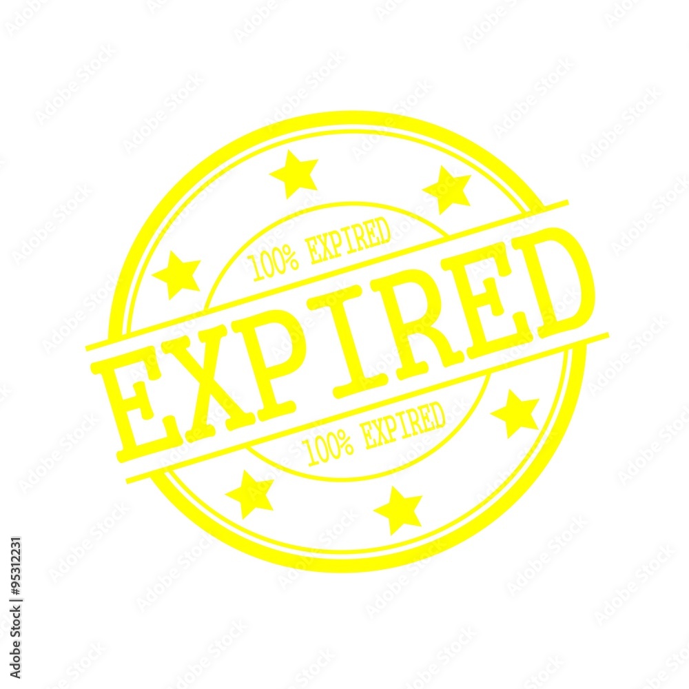 expired yellow stamp text on yellow circle on a white background and star