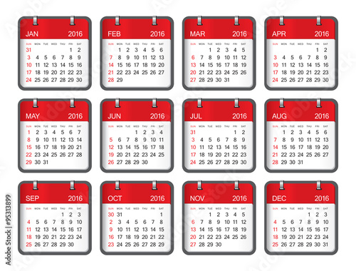 2016 year calendar
