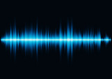 Blue sound waveform with hex grid light filter