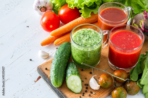 Selection of vegetables and juice