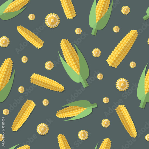 A set of Vegetables Patterns in a Flat Style - Corn