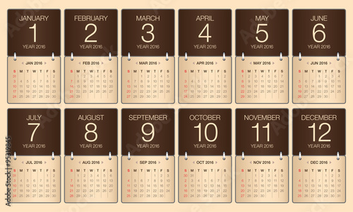 2016 year calendar