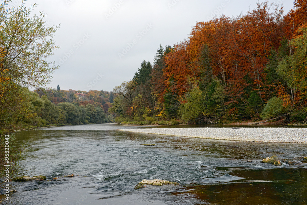 Autumn time at Isar river next to Munich Autumn time at Isar river next to Munich