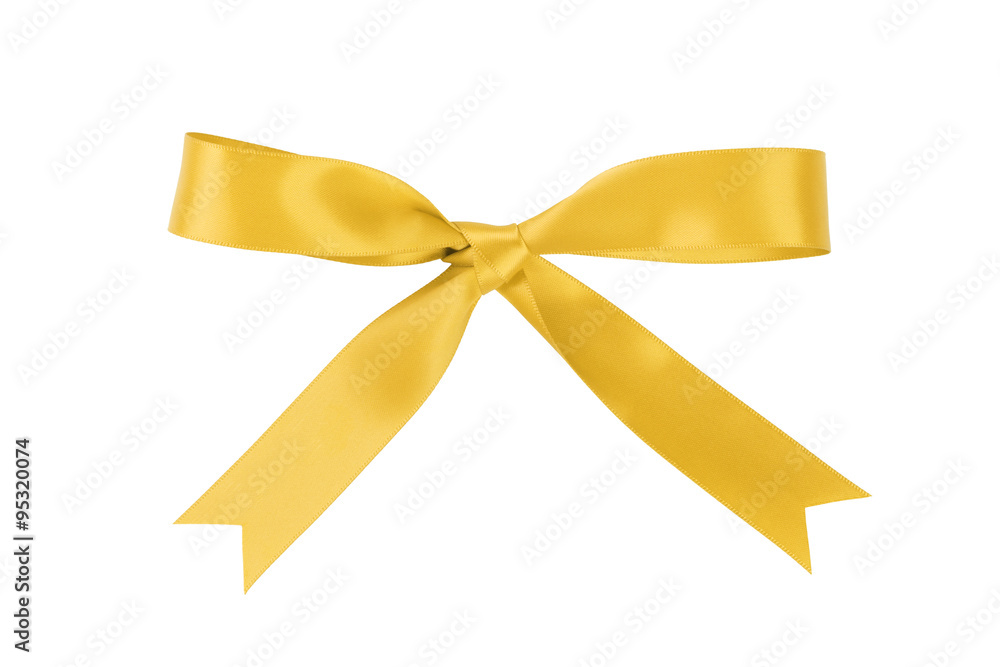 handmade yellow ribbon bow from above handmade yellow ribbon bow from above