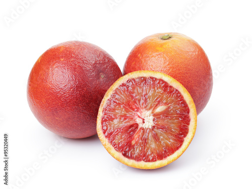 ripe red oranges isolated