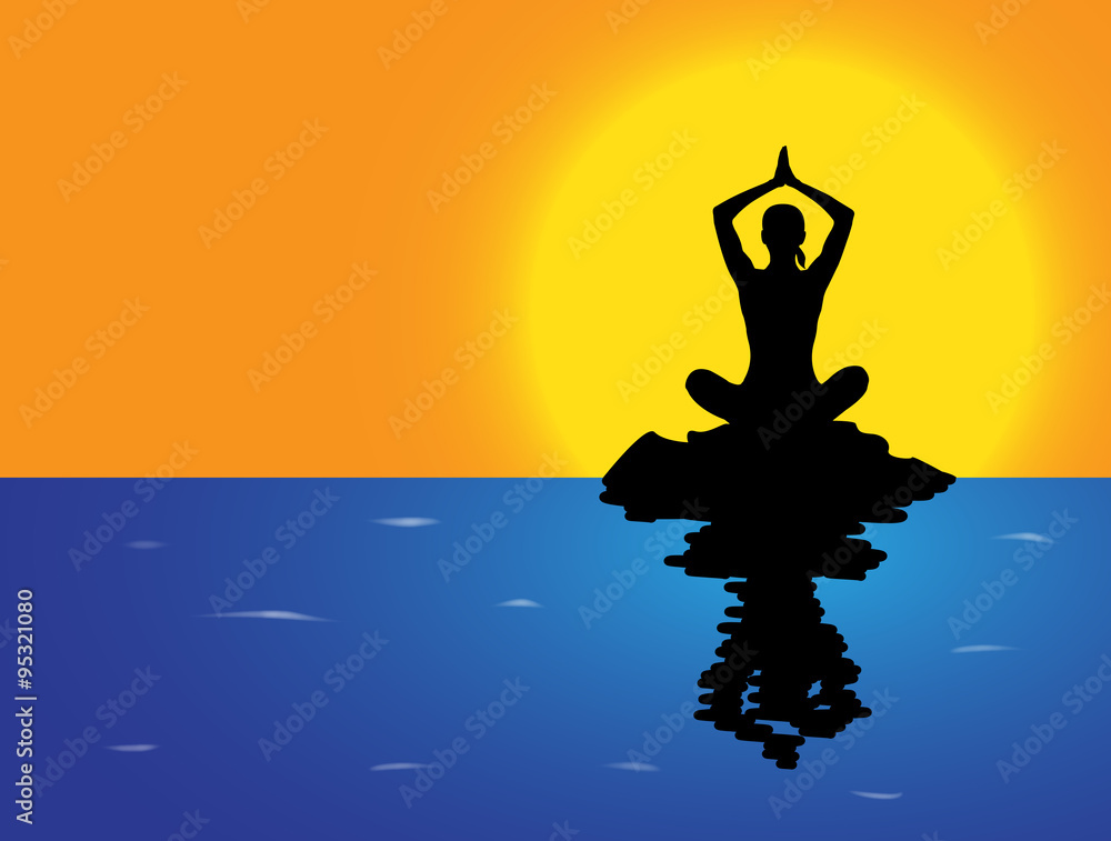 Yoga lotus Pose Sea Background