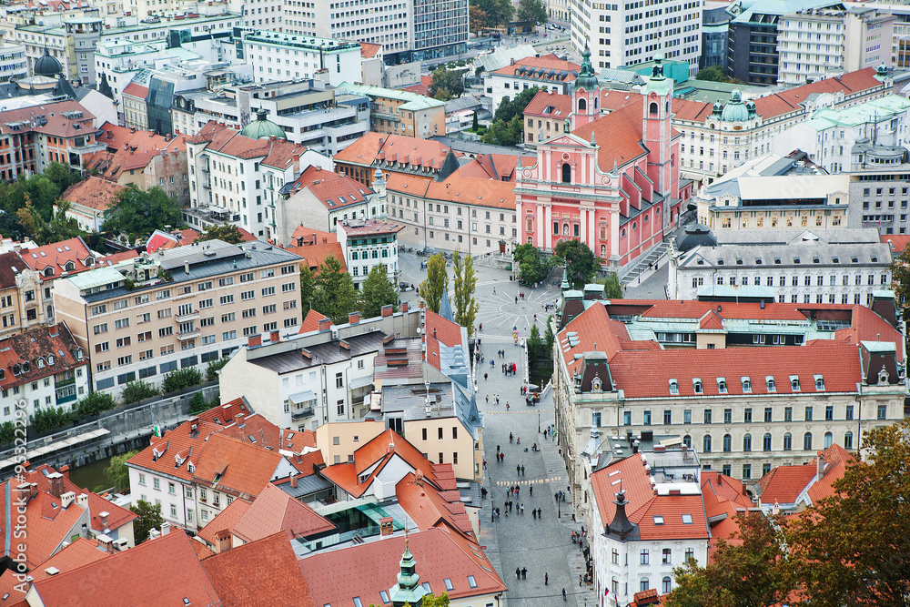 Preseren square in Ljubljana, Slovenia.