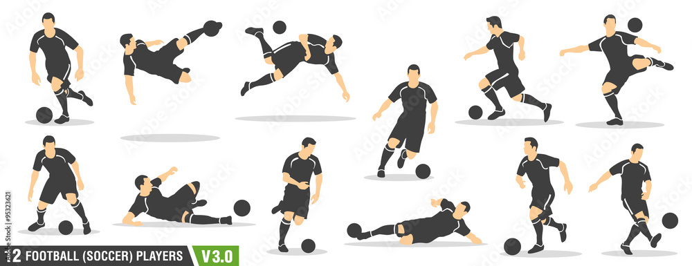 Fototapeta premium 12 vector set of football (soccer) players 03
