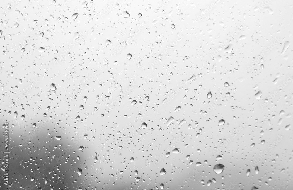 Drops of rain on the inclined window Drops of rain on the inclined window