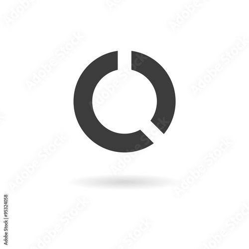 Dark grey icon for circular graph on white background with shado