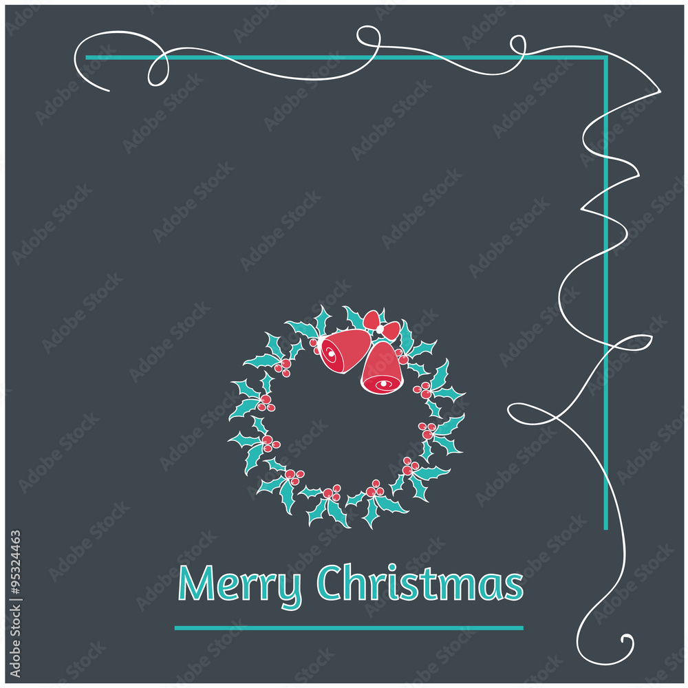 Minimalistic Christmas e-card stationery illustration  - obrazy, fototapety, plakaty 