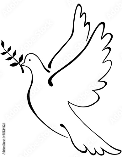 A dove carries an olive branch logo