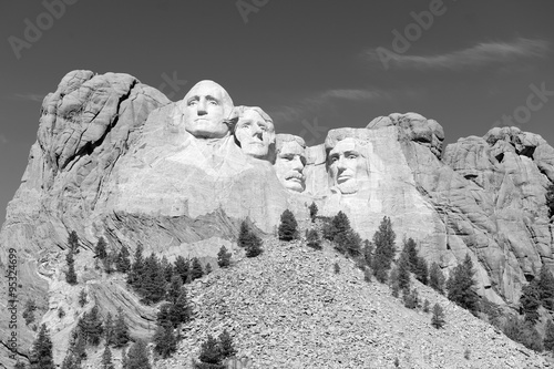 Mount Rushmore National Memorial, symbol of America located in the Black Hills, South Dakota, USA. Image with blue space for added text or for presentations. photo