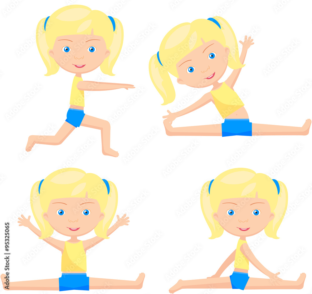 Caucasian girl with blonde hair doin morning work-out Caucasian girl with blonde hair doin morning work-out