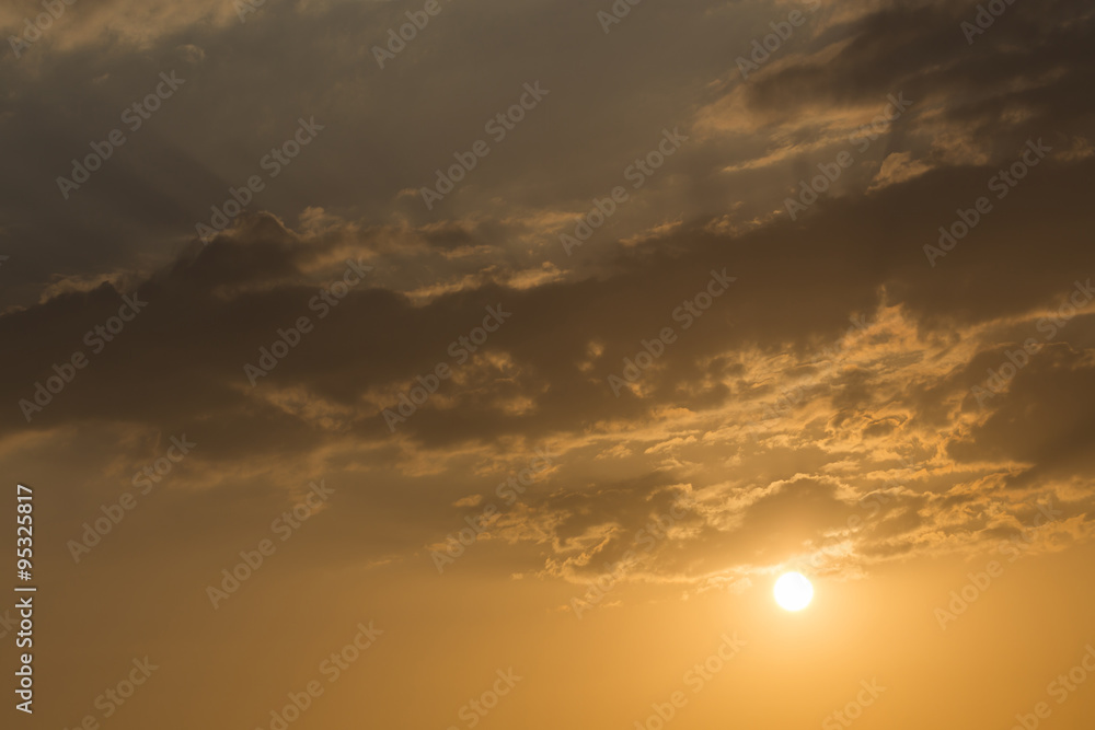 sunset sky background, light rays of sunbeam in evening sunset sky background, light rays of sunbeam in evening
