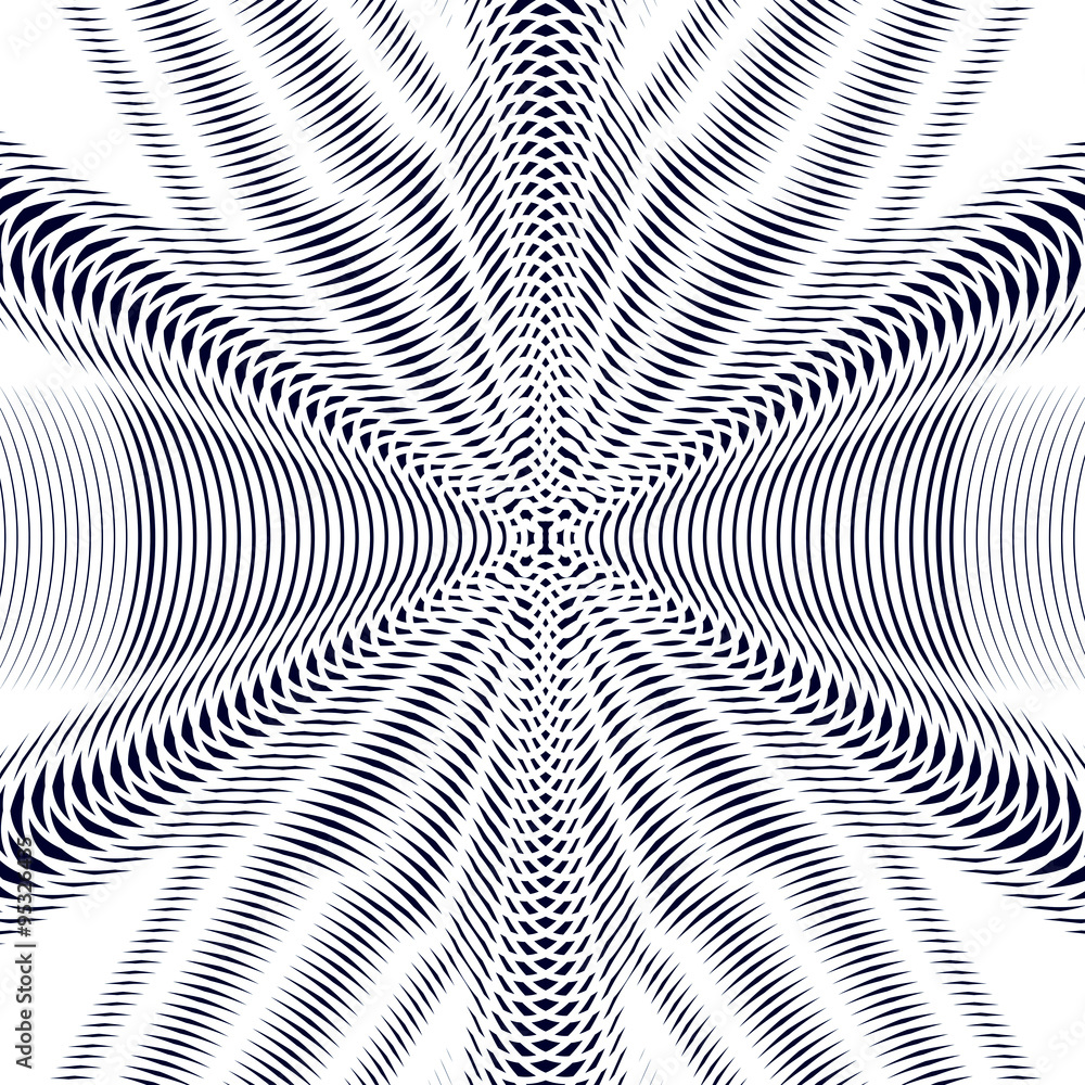 Moire pattern, monochrome vector background with trance effect.