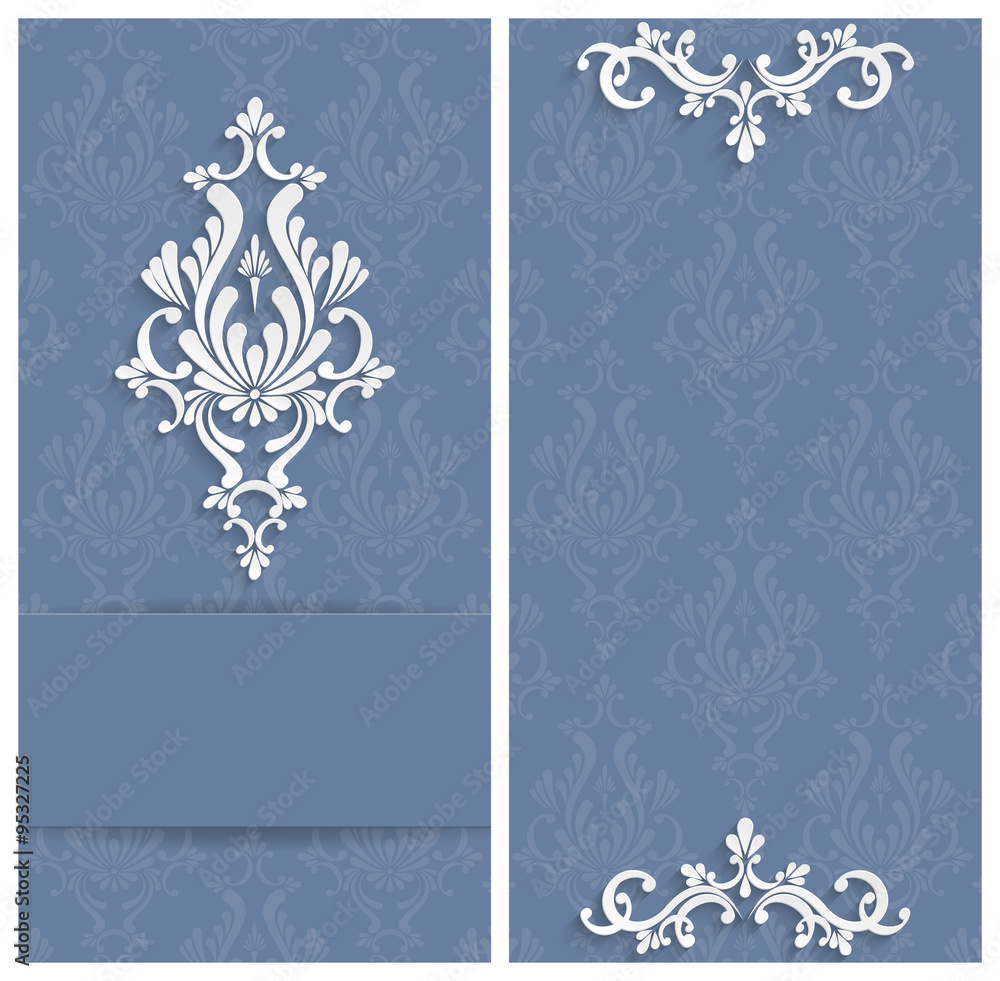 Vector Grey Floral 3d Background. Template for Wedding or Invitation Cards