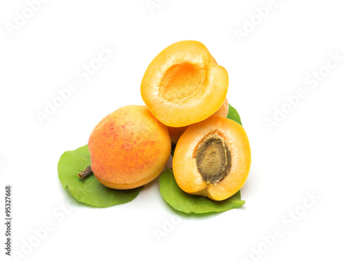 apricots on white background