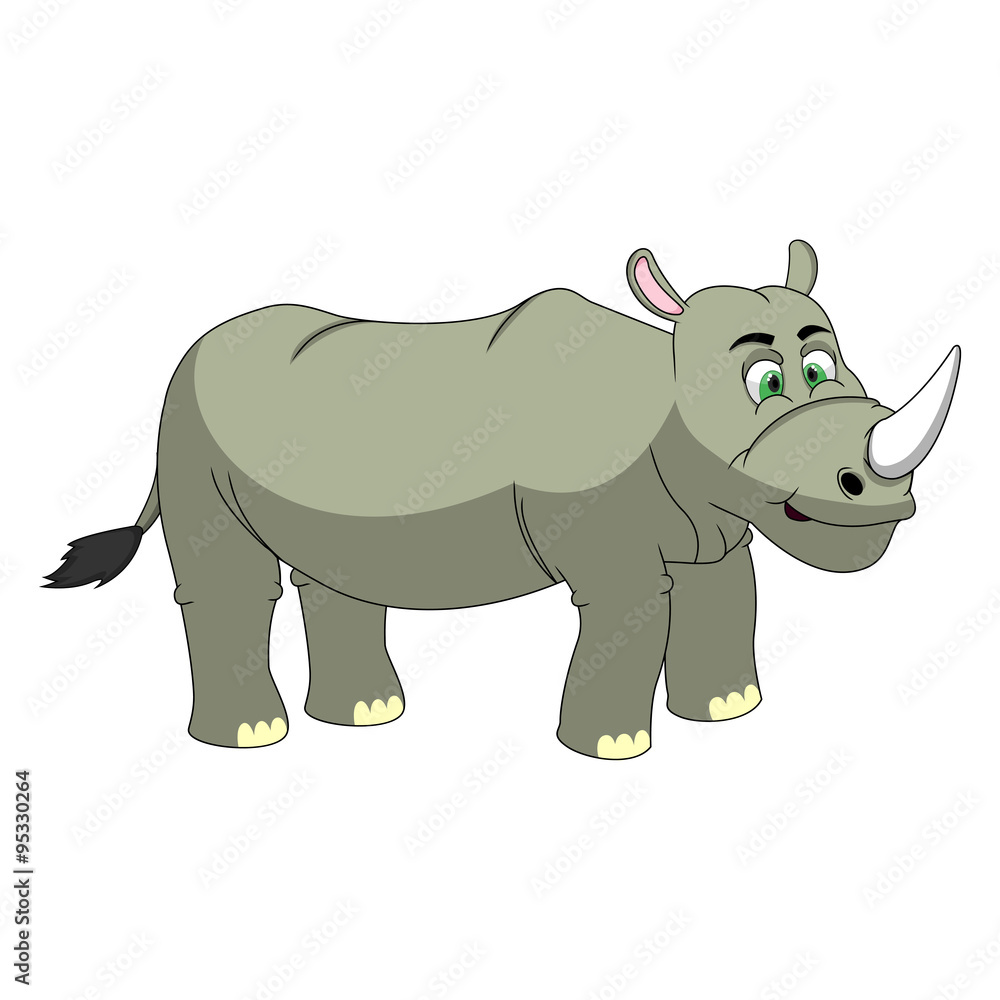Rhinoceros Cartoon Vector Illustration