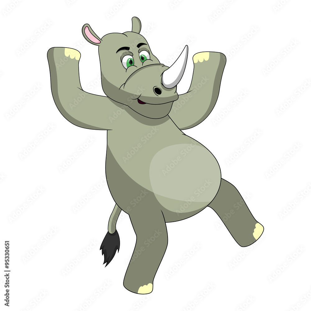 Fototapeta premium Rhinoceros Cartoon Vector Illustration