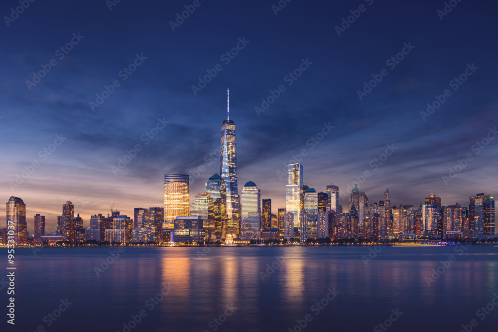 New York City - Manhattan after sunset - beautiful cityscape