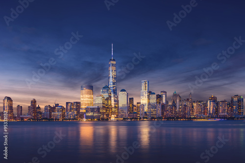 New York City - Manhattan after sunset - beautiful cityscape photo