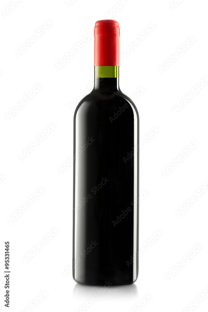 Red wine and a bottle isolated on white Red wine and a bottle isolated on white