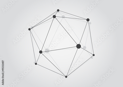 Vector Black and White Lattice Shape Symmetric Lined Object with Dots.
