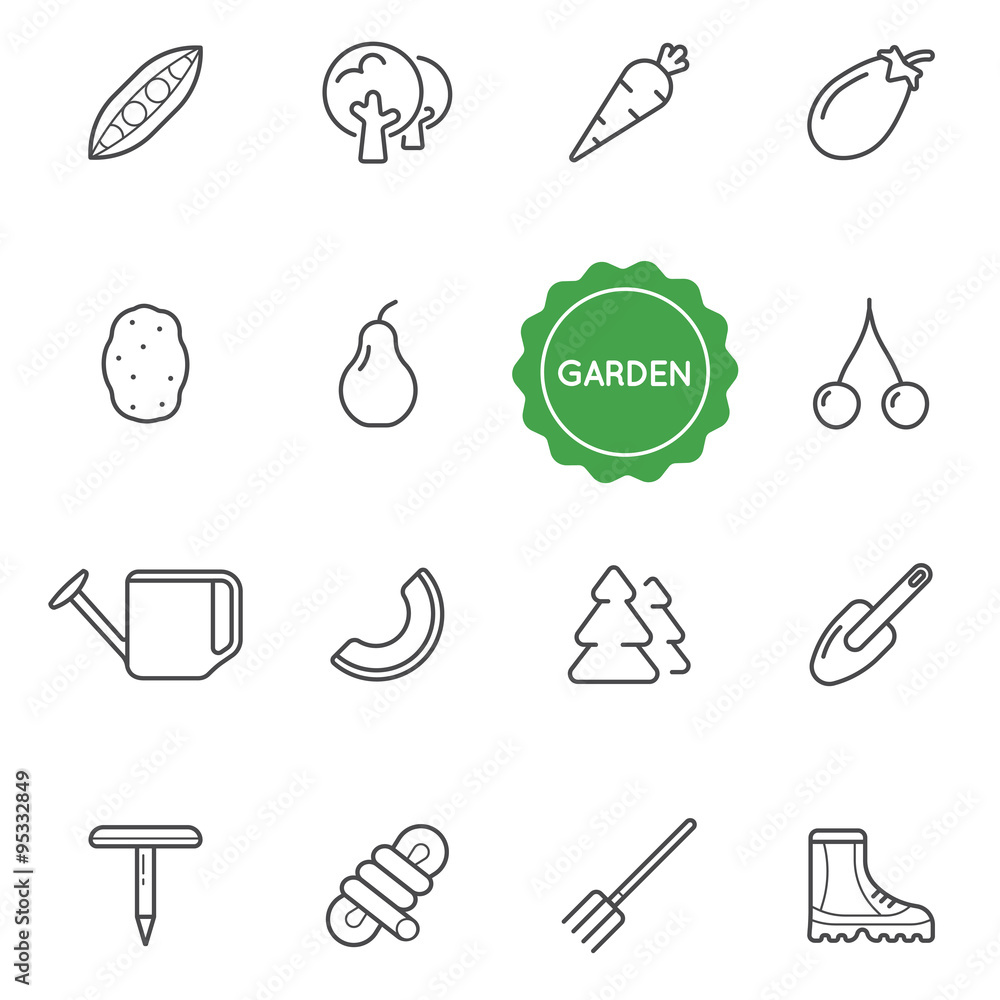 Fototapeta premium Set of Garden Vector Illustration Elements can be used as Logo or Icon in premium quality