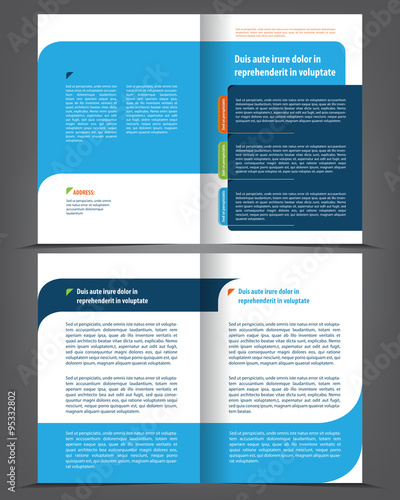 Vector empty bi-fold brochure print template design, newsletter booklet layout