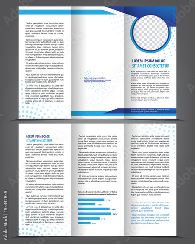 Vector empty tri-fold brochure print template design, trifold bright booklet or flyer