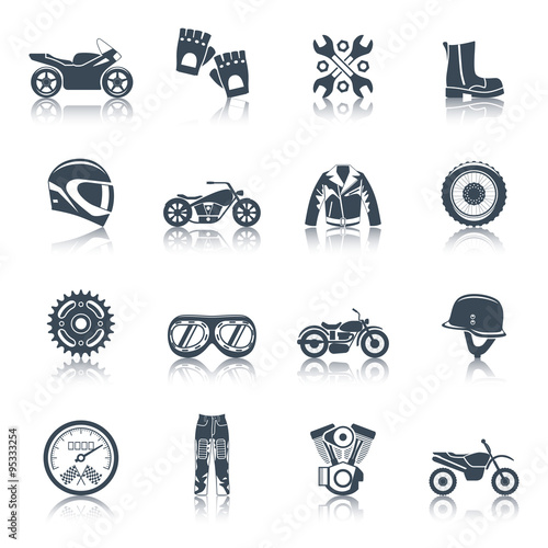 Motorcycle Icons Black Set