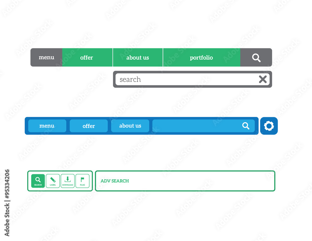 website navigation menus set flat design website navigation menus set flat design