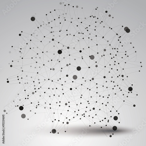Abstract asymmetric vector monochrome structure with black wire