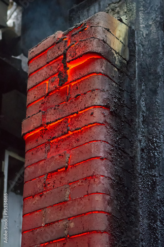 Broken hot lining of the doors from coke ovens