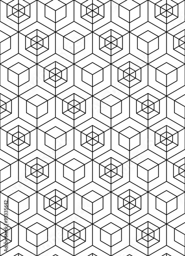 Illusive abstract geometric seamless pattern with cubes. Vector