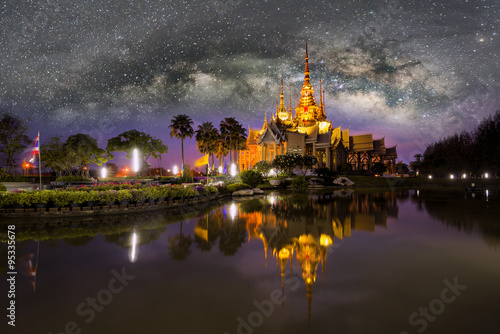 Temple Thailand and milky way .