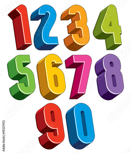 3d numbers set made with ro...