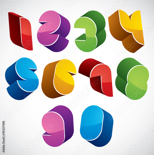 3d futuristic numbers set.