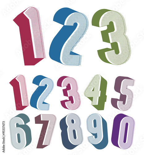 3d numbers set made with ro...