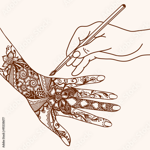 Hand Drawing Mehendi