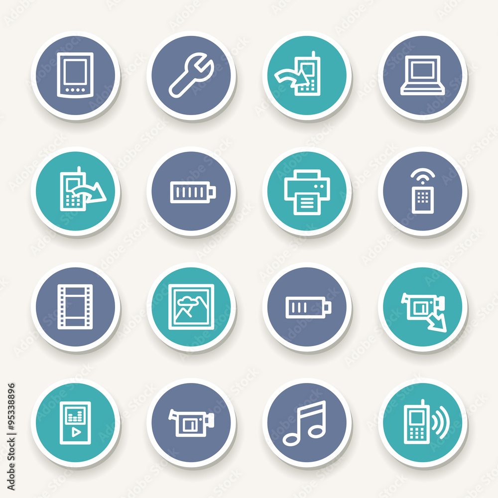 Mobile content web icons set